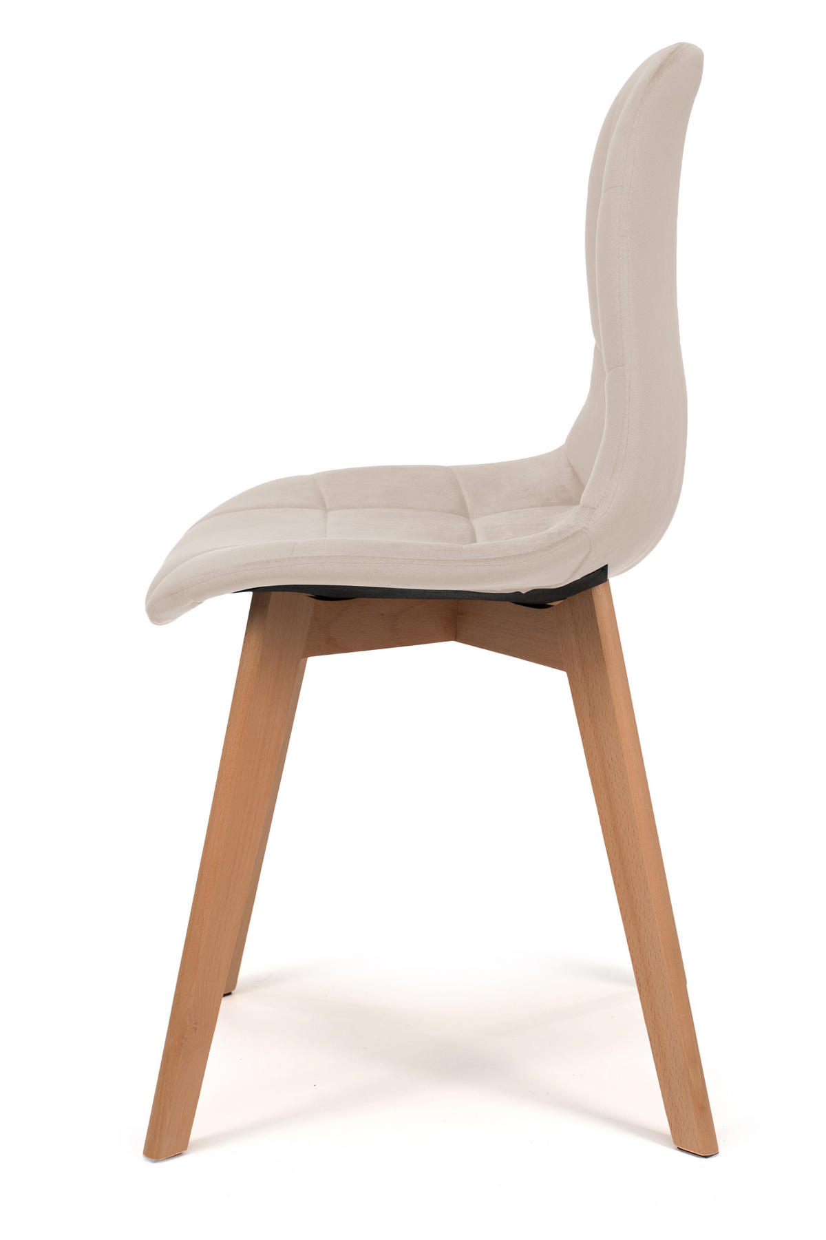 STUHL VEGAS im skandinavischen Stil - beige - Samt Velours - Beige/Naturfarben, Holz/Kunststoff (47/86/42cm) - NEW HOME