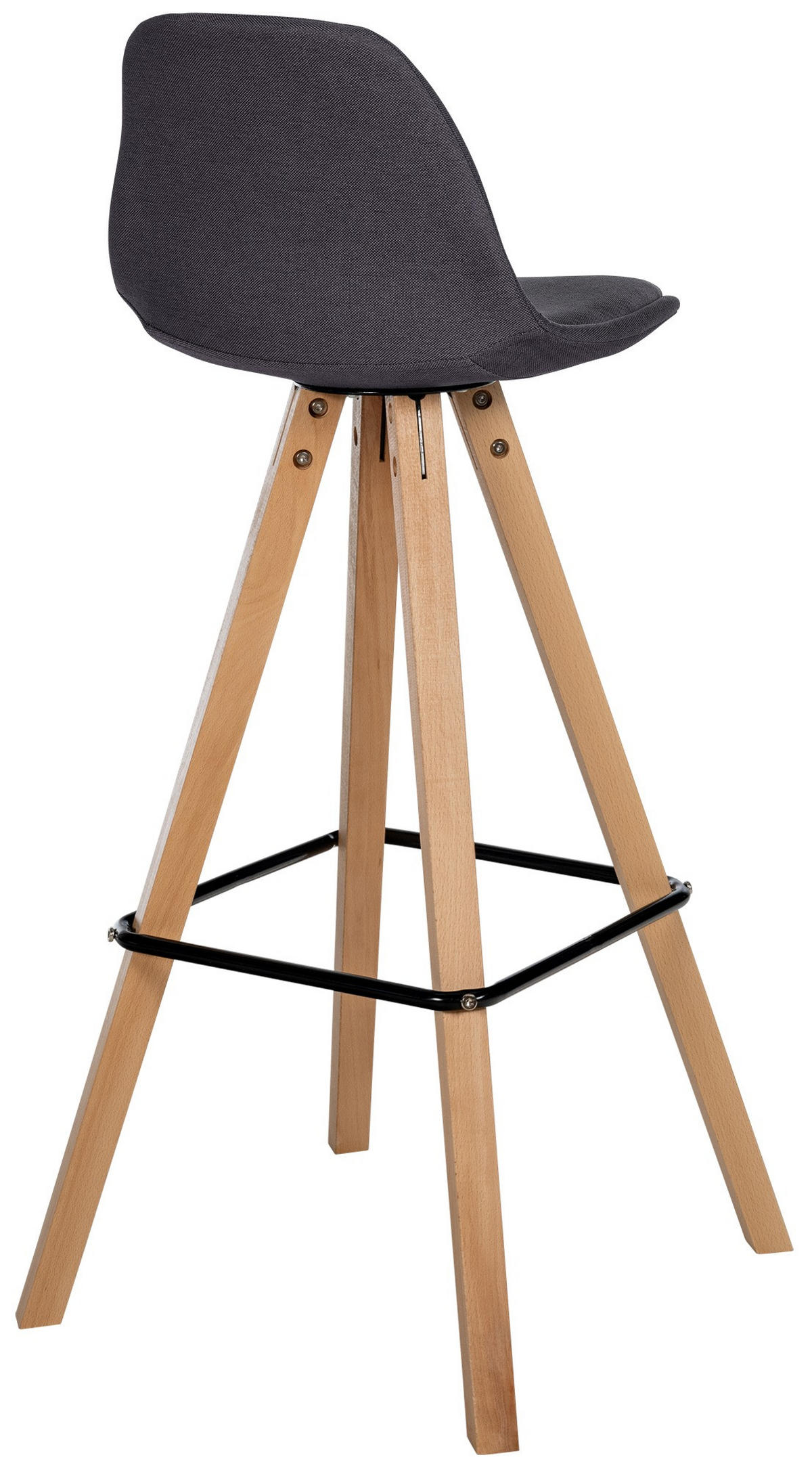 BARHOCKER Stoff Dunkelgrau - Eukalyptusholzfarben/Dunkelgrau, Holz/Textil (38/99/44cm) - CLP
