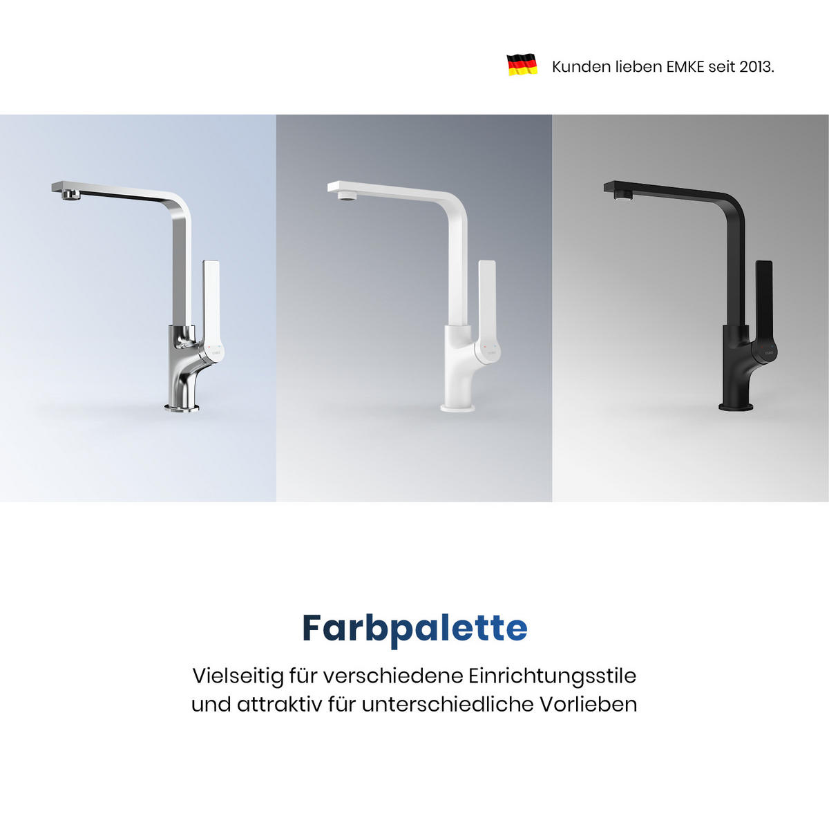 KÜCHENARMATUR mit 360° Drehbar Edelstahl Einhebelmischer Chrom - Chromfarben, Metall (22.5/10.1/30.3cm) - EMKE