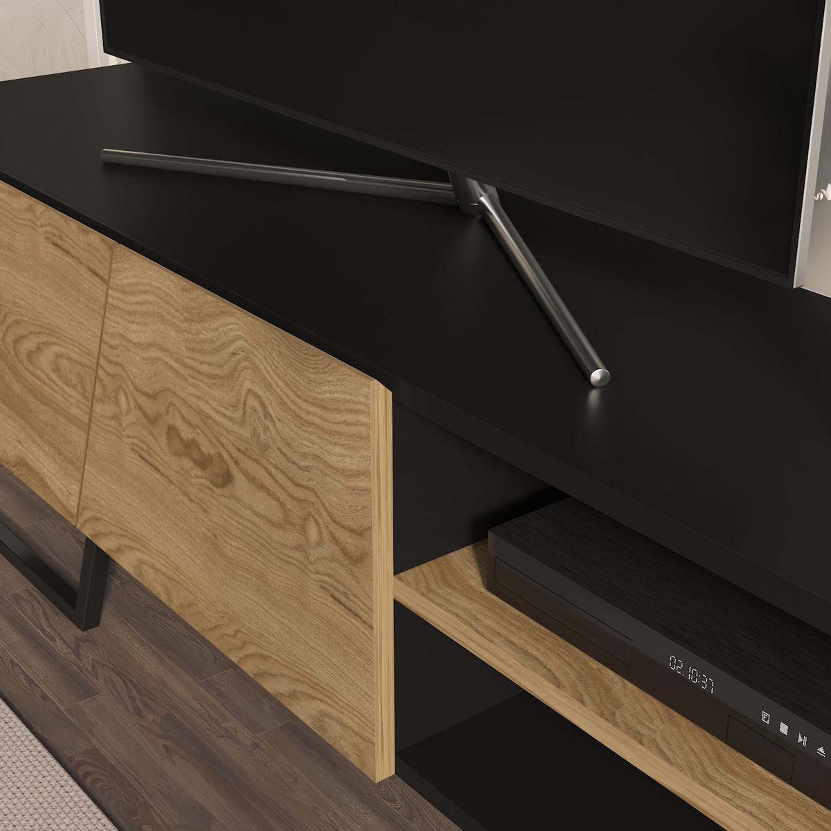 TV-ELEMENT Denasse Schwarz Braun - Eichefarben/Schwarz, Holzwerkstoff (150/50.5/35cm) - Decorotika