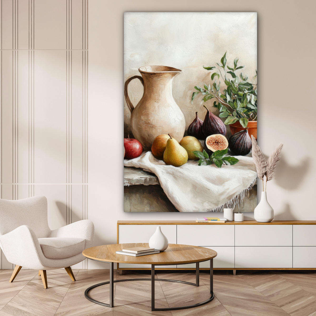 LEINWANDBILD Obst - Kräuter - Ländlich 90x140 cm - Naturfarben, Textil (90/140cm) - MuchoWow