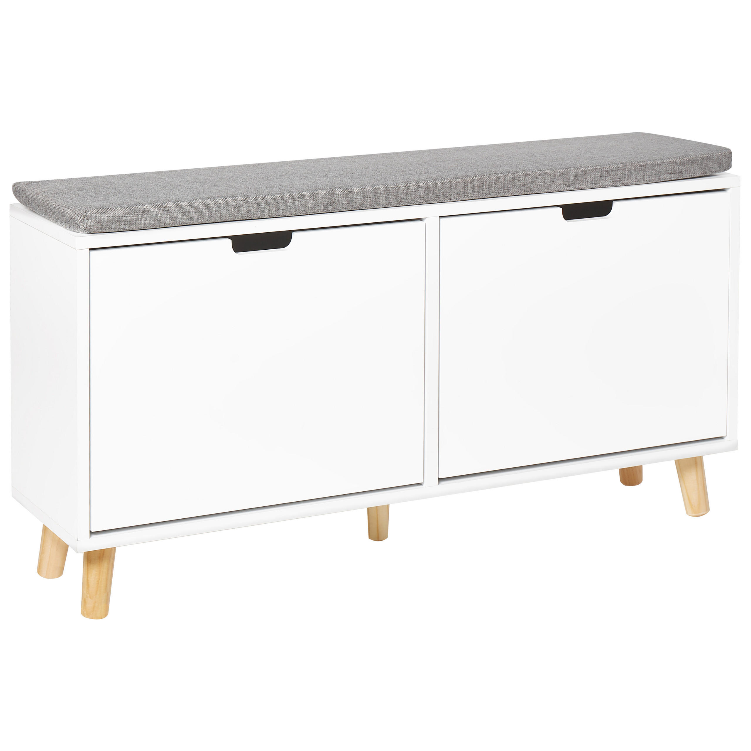 SCHUHBANK Weiß Mineral - Weiß/Grau, Holzwerkstoff (98/52/25cm) - Beliani