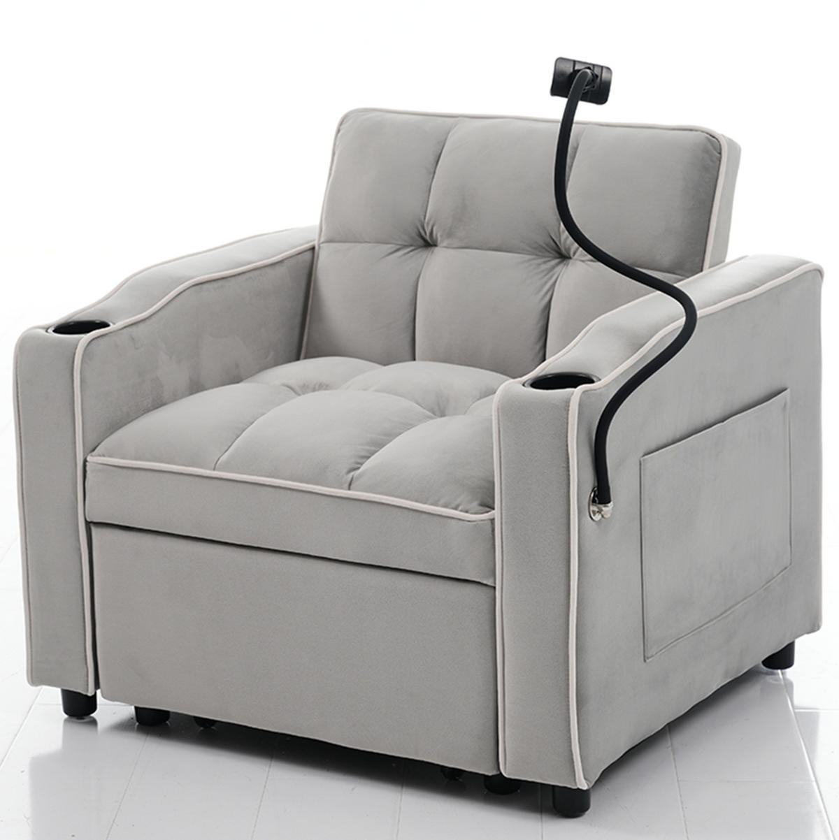 SCHLAFSESSEL mit Liegefläche 83/167 cm – 3-stufig verstellbar, platzsparend - Weiß, Kunststoff (83/76/167cm) - BEAOK