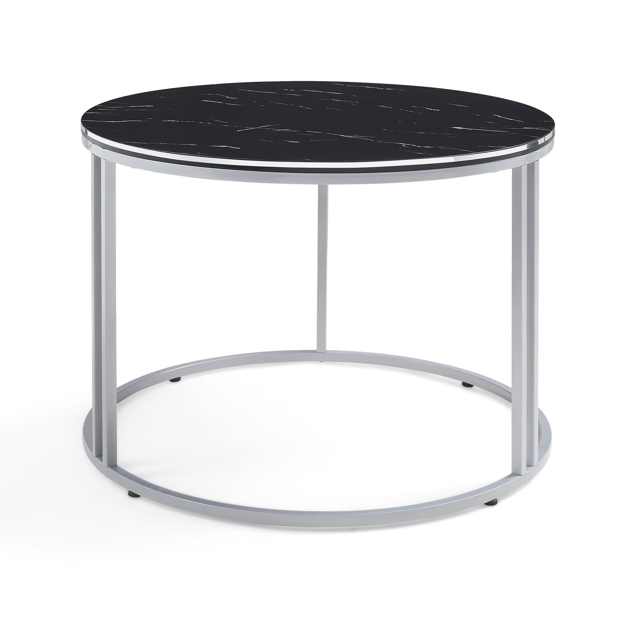 COUCHTISCH Aulum 70/70/50 - Silberfarben/Schwarz, Holzwerkstoff/Metall (70/70/50cm) - [en.casa]