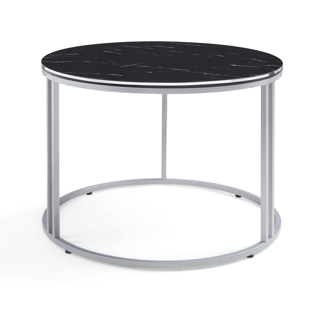 COUCHTISCH Aulum 70/70/50 - Silberfarben/Schwarz, Holzwerkstoff/Metall (70/70/50cm) - [en.casa]