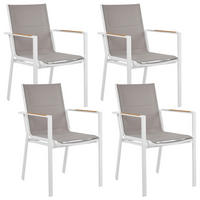 GARTENSTUHL 4er-Set Metall Grau Busseto - Hellbraun/Weiß, Metall (56/90/64cm) - Beliani