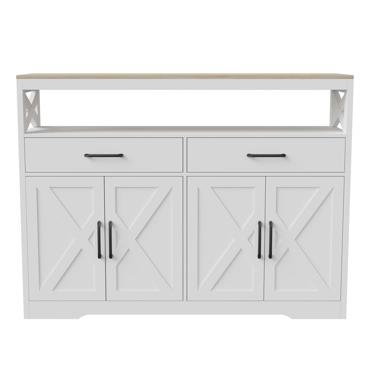 SIDEBOARD Modern mit 4 Türen & 2 Schubladen 140/40/105 cm Weiß/Eiche - Weiß, Holzwerkstoff (140/105/40cm) - Creahappy
