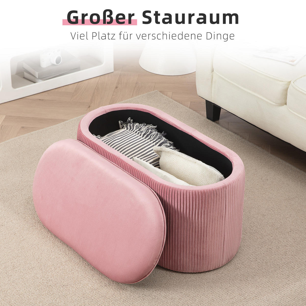 TRUHENBANK elegant Rosa - Rosa, Kunststoff (40/41/81cm) - HOMCOM