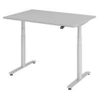 SCHREIBTISCH elektrisch Bluetooth & App XDLR 120/80/72 cm in Grau/Silberfarben - Silberfarben/Grau, Holzwerkstoff (120/80/72cm) - bümö