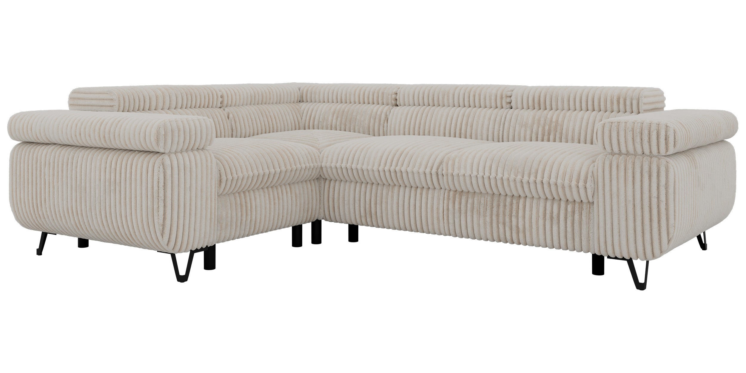 ECKSOFA ORSO L Beige Cord - Links Seite - Beige/Creme, Textil/Metall (197/268cm) - MKS