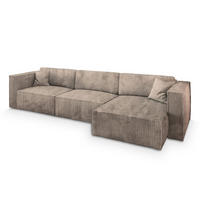 ECKSOFA TOLMO P Beige Kordstoff mit Schlaffunktion - Beige, Holz (347/148cm) - MASSENO