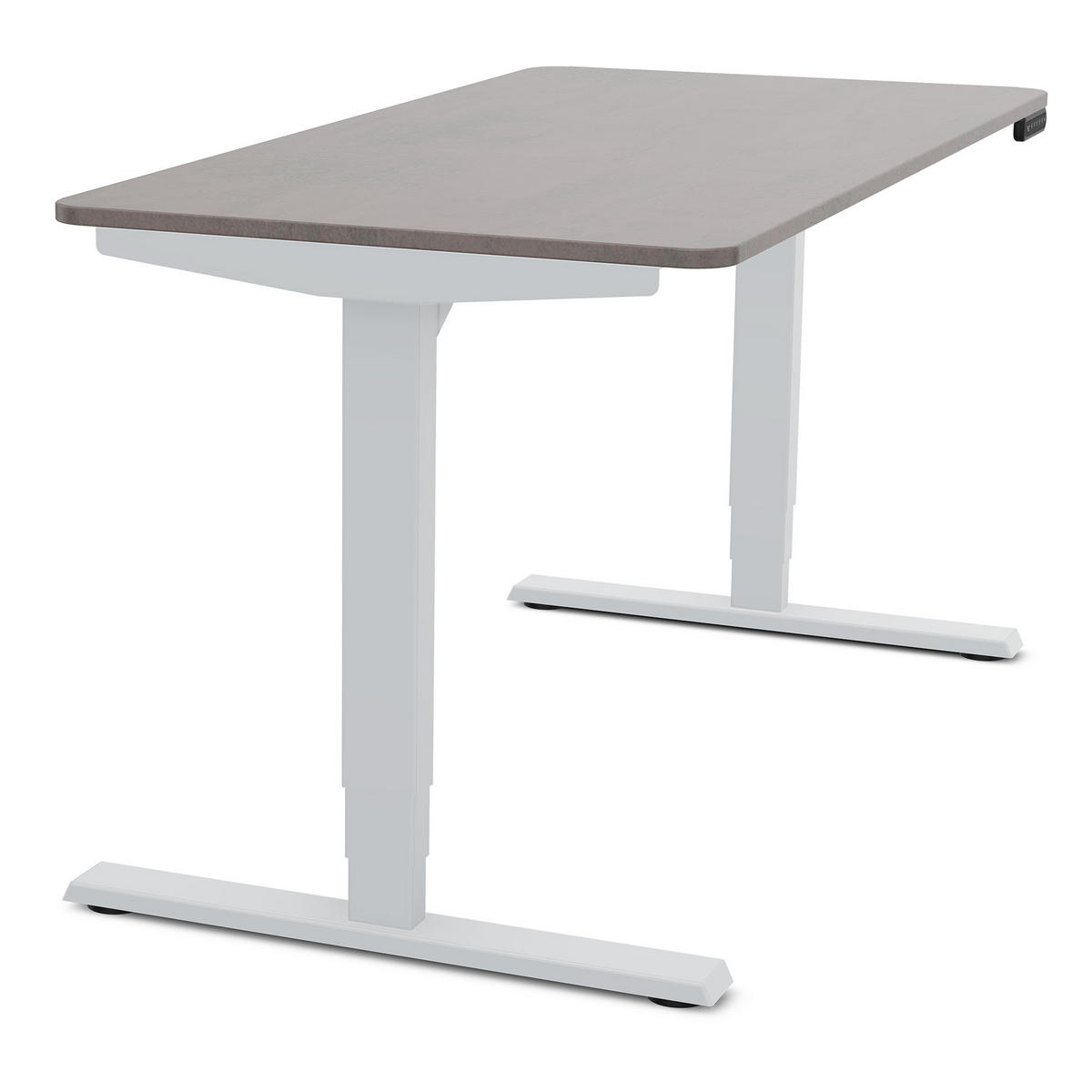 SCHREIBTISCH Elektrisch höhenverstellbarer Schreibtisch Y-Line Curved Sichtbeton Anthrazit Weißaluminium 180/80/62-127cm - Schieferfarben/Weiß Hochglanz, Holzwerkstoff/Metall (80/180/127cm) - ASSMANN