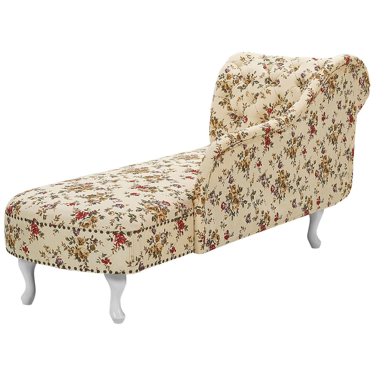 CHAISELONGUE Polsterbezug beige Blumenmuster linksseitig Nimes - Beige/Multicolor, Textil (170/79/61cm) - Beliani
