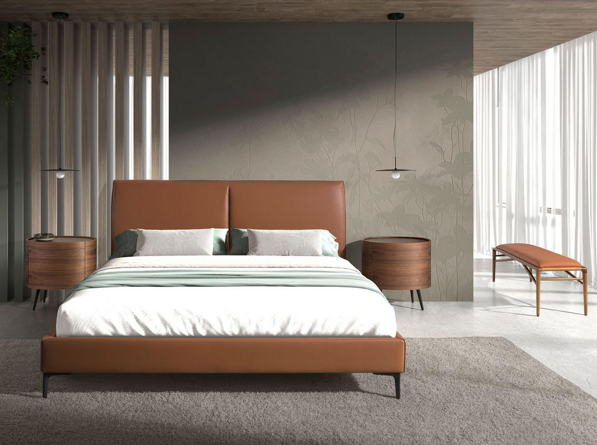 HOCKERBANK Hocker aus braunem Öko-Leder 130/40/43 cm - Walnussfarben/Braun, Leder (130/43/40cm) - ANGEL CERDA