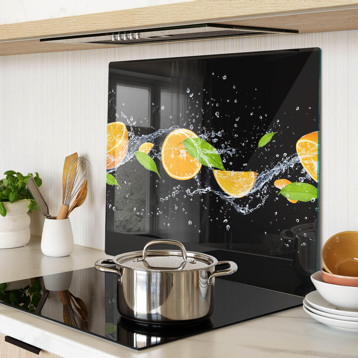 GLASPLATTE 60x52 cm Orangen und Wasser - Orange, Glas (60/0.4/52cm) - TULUP