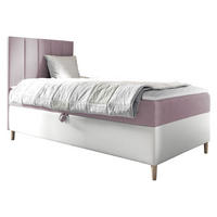 BOXBETT Maja Junior 1, Seite zum Öffnen des Bettkastens: Links - H3 - Weiß/Rosa, Holz (80/200cm) - MIRJAN24