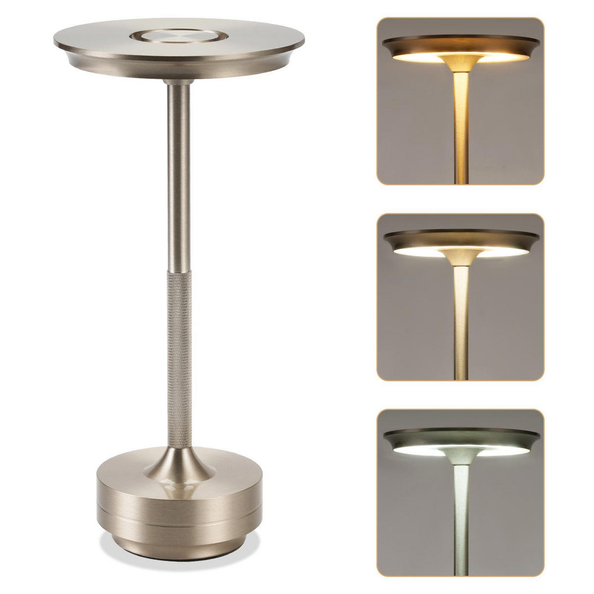 LED stolní lampa Abenoroth 27/12,8/12,8 cm - stříbrná, kov (27/12.8/12.8cm) - Nettlife