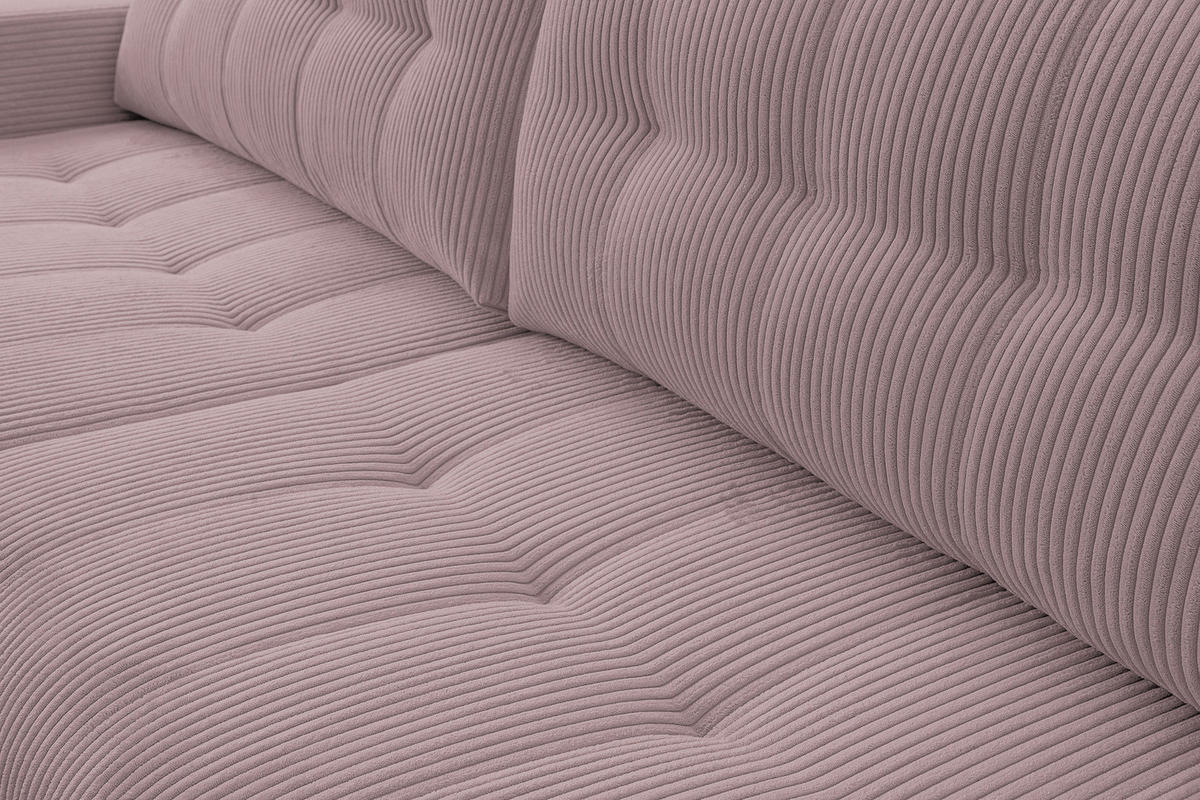 ECKSOFA Palermo mit Schlaffunktion und Bettkasten in Cordstoff - Violett, Holz/Holzwerkstoff (245/143cm) - Ravio