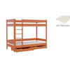 ETAGENBETT Diego 160x80 teak mit Schubladen und Matratzen - Braun, Holzwerkstoff (80/160cm)