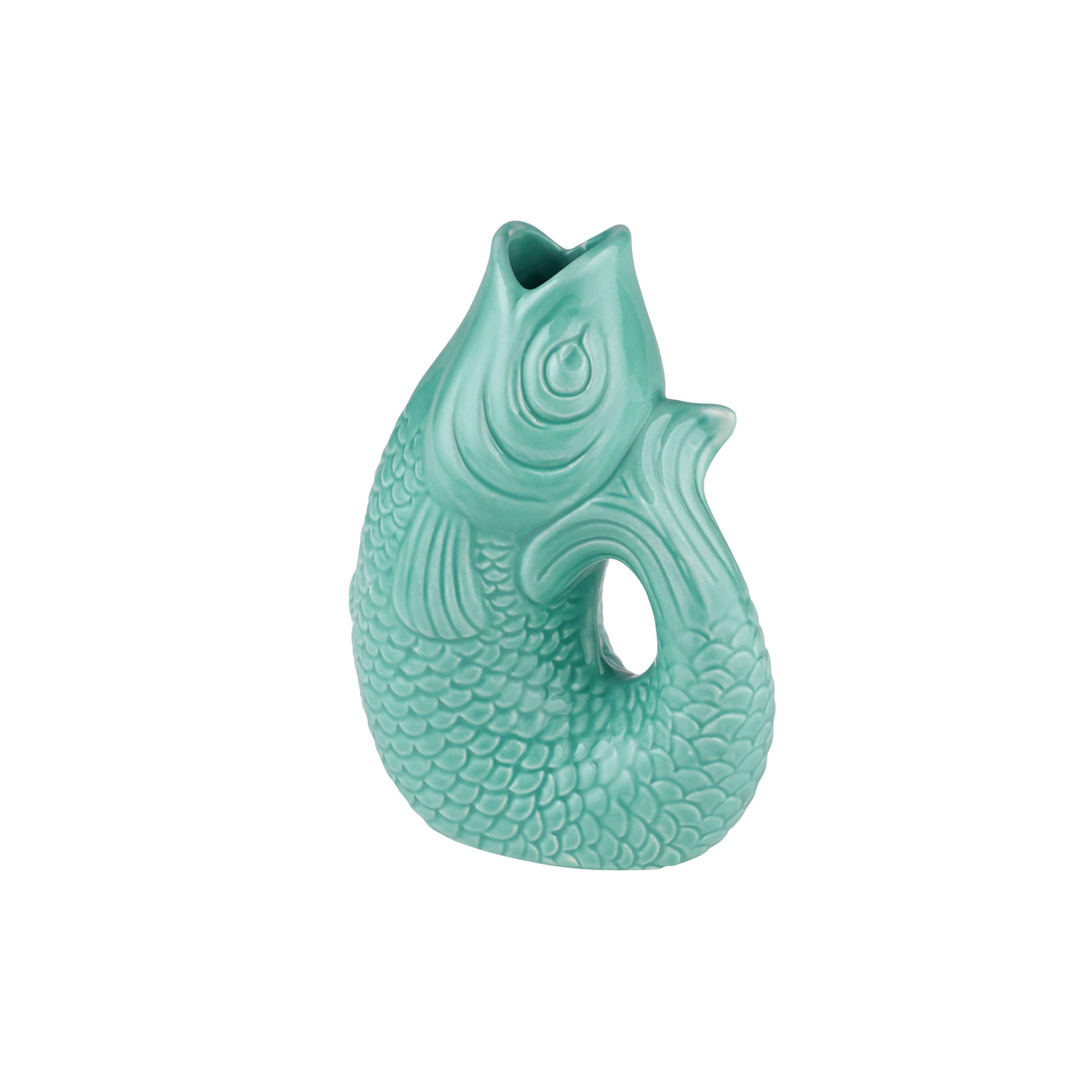 VASE Monsieur Carafon XS, Fisch-Form, Steingut, Mint Cream, 12.5 cm - Grün, Keramik (12.5cm) - Gift Company