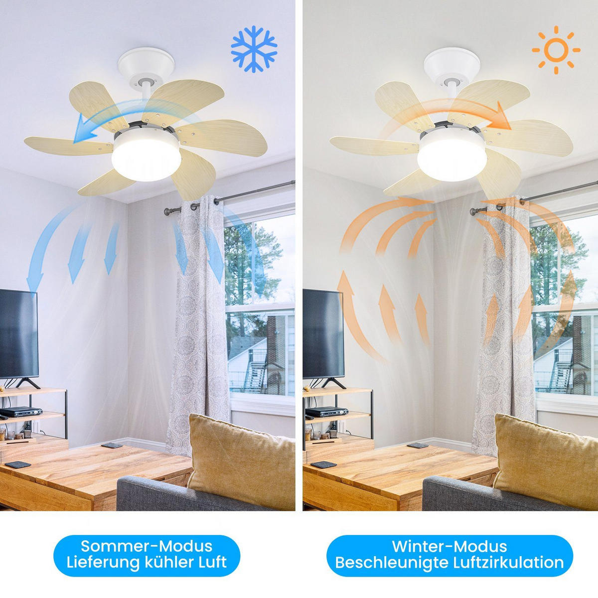 DECKENVENTILATOR Energie II 75/75/43cm - Eschefarben, Metall (75/75/43cm) - Nettlife