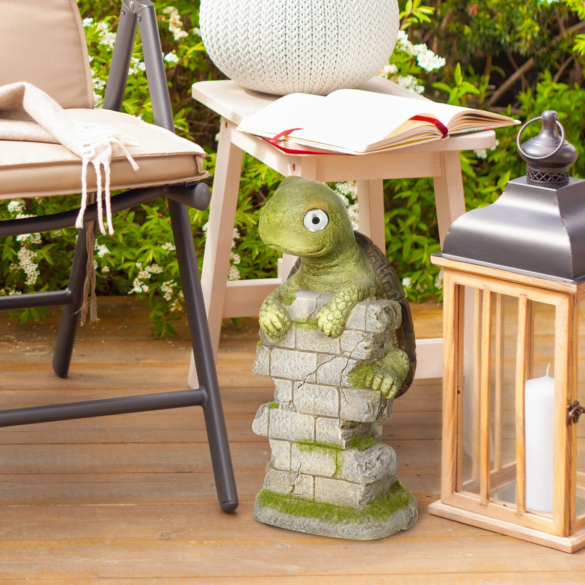 GARTENFIGUR "Schildkröte" mit LED Solarleuchte, Outdoor-Ornament für Rasen, Garten, Hof - Grün, Kunststoff (18.5/36.5/17.5cm) - Outsunny