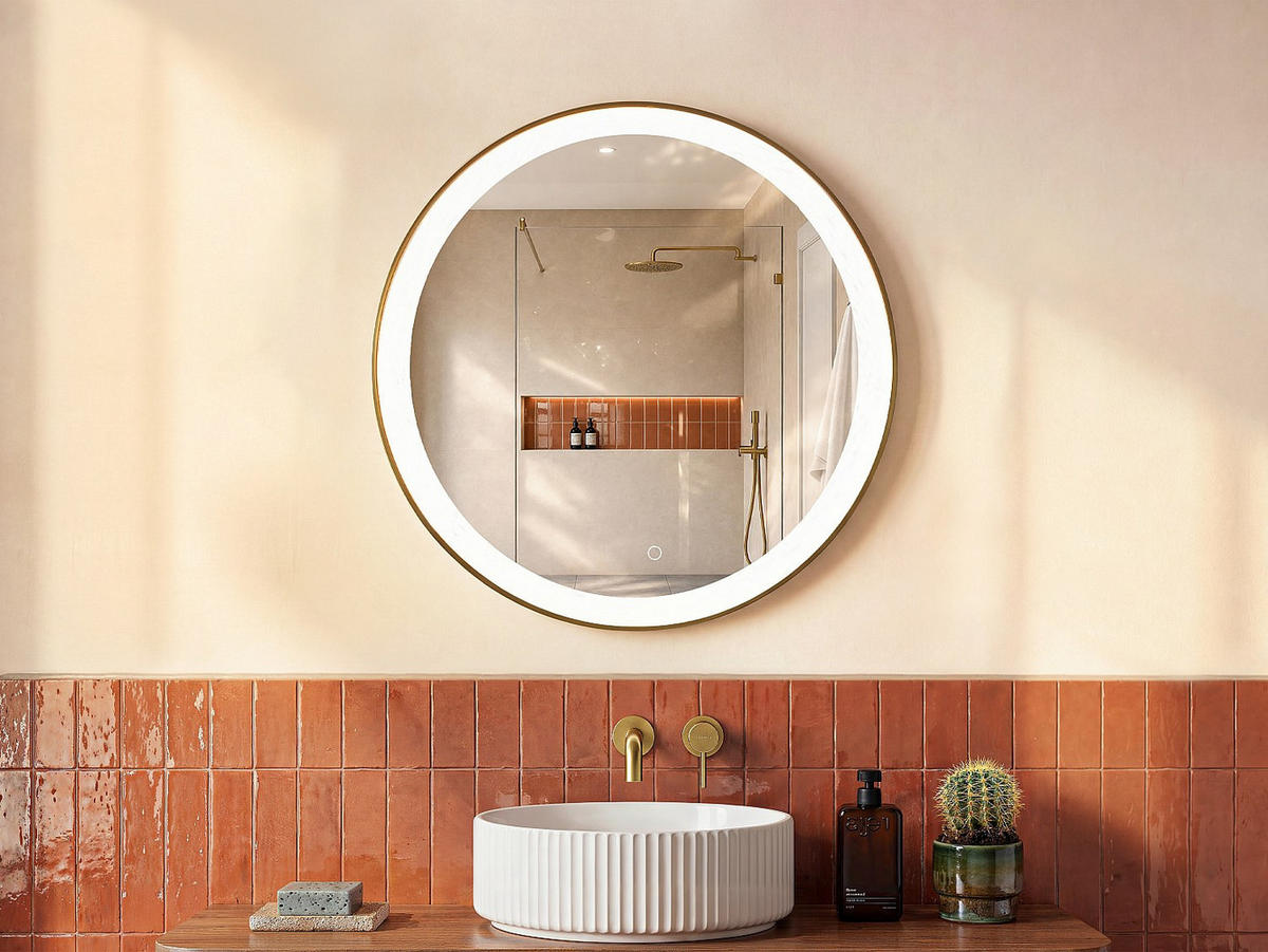 BADSPIEGEL - 60 cm x 3.5 cm - glas - goldfarben Numea - Goldfarben, Glas (60/60/3.5cm) - Vente-Unique