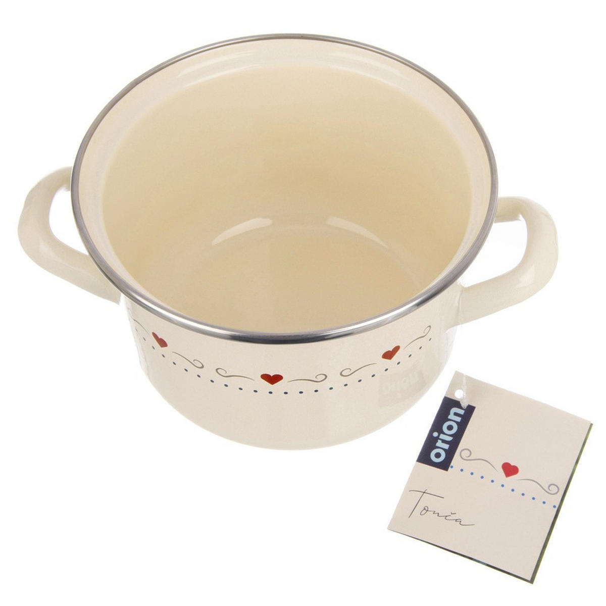 EMAILLIERTOPF Tonca mit Herzmotiv creme - Creme, Metall (16cm) - Orion 