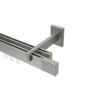 INNENLAUF-GARDINENSTANGEN-SET Smartline Lox 140 cm, 2-läufig, 14x35 mm Edelstahl-Optik - Edelstahlfarben, Metall (140cm) - INTERDECO