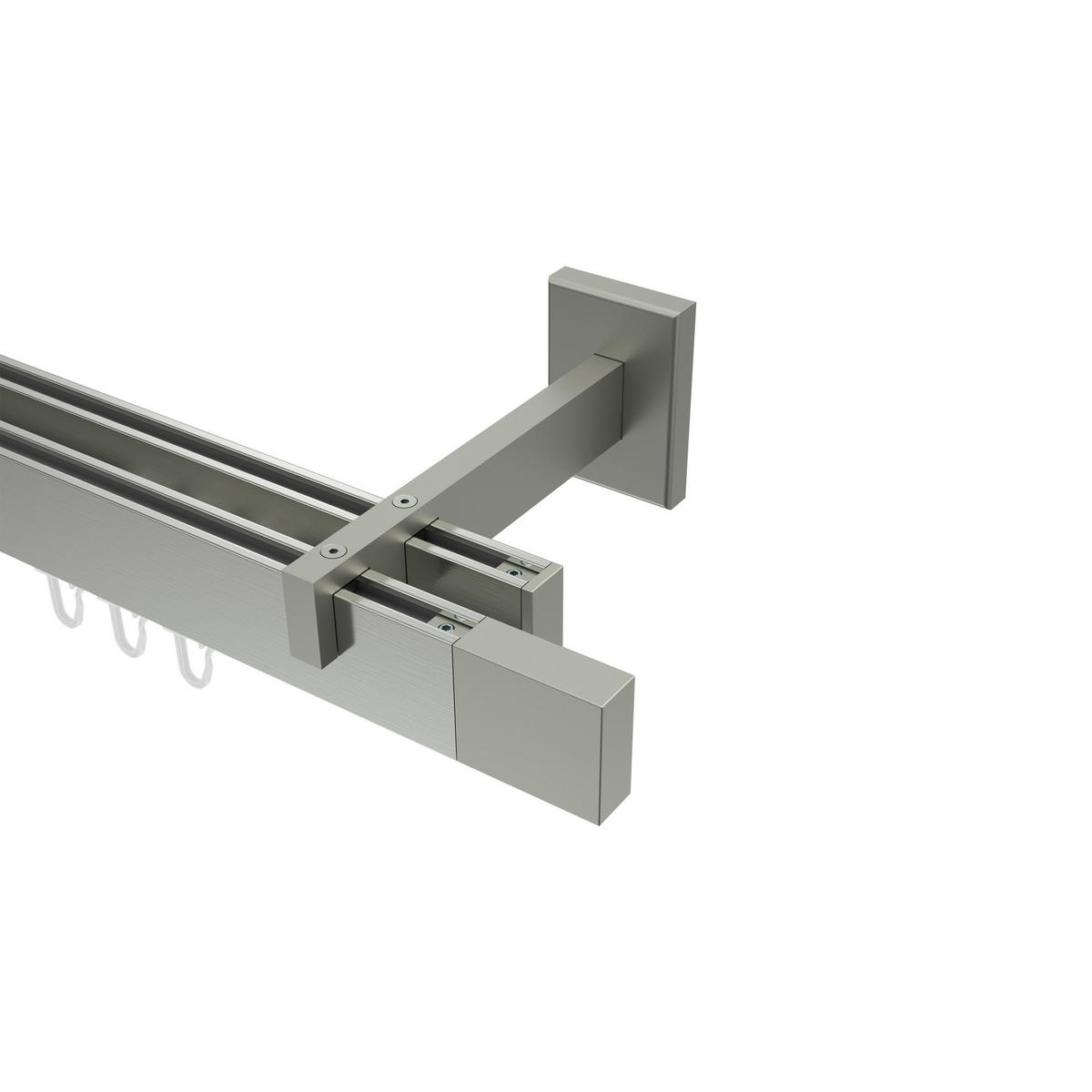 INNENLAUF-GARDINENSTANGEN-SET Smartline Lox 140 cm, 2-läufig, 14x35 mm Edelstahl-Optik - Edelstahlfarben, Metall (140cm) - INTERDECO