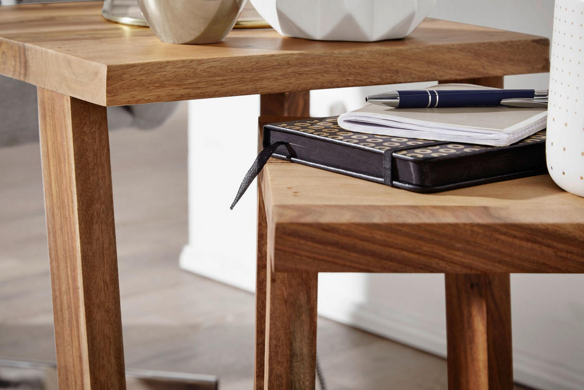 BEISTELLTISCH Set – 2-teilig Massivholz verschiedene Größen - Braun, Holz (36/36/50cm) - KADIMA DESIGN