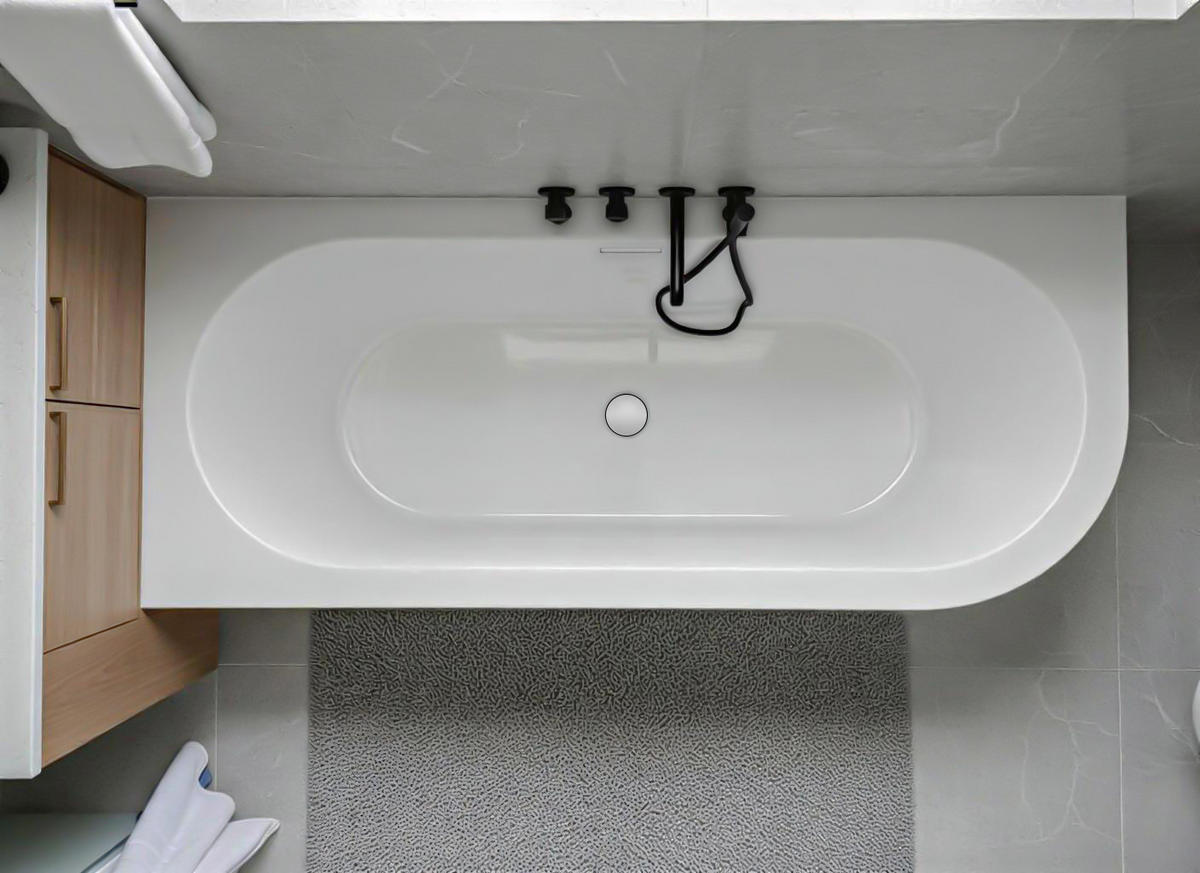 ECKBADEWANNE alva links freistehend 170x80 cm, Set mit Klick-Klack-Ablauf - Weiß, Kunststoff (80/58/170cm) - bad land