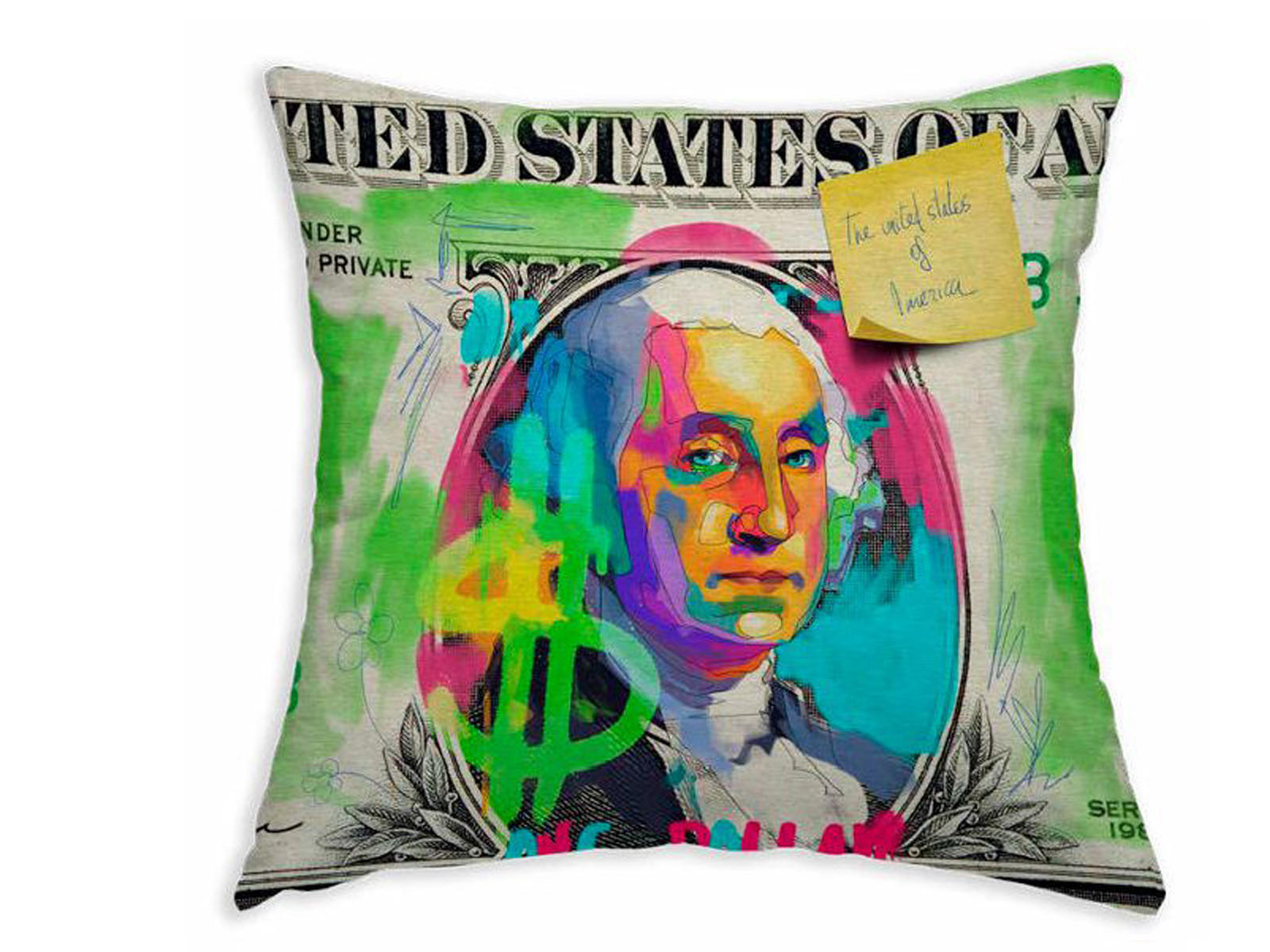 WENDE-KISSENHÜLLE POP-Art Dollar 45/45 cm - Pink/Multicolor, Textil (45/45cm) - beties Heimtextil