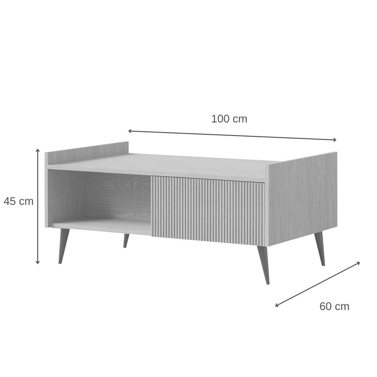 WOHNWAND Amfali 4-teilig –Lowboard, Kommode, Regal und Couchtisch, Push-to-open, Walnussfarben - Walnussfarben/Schwarz, Holzwerkstoff/Metall (150/180/41cm) - Beautysofa