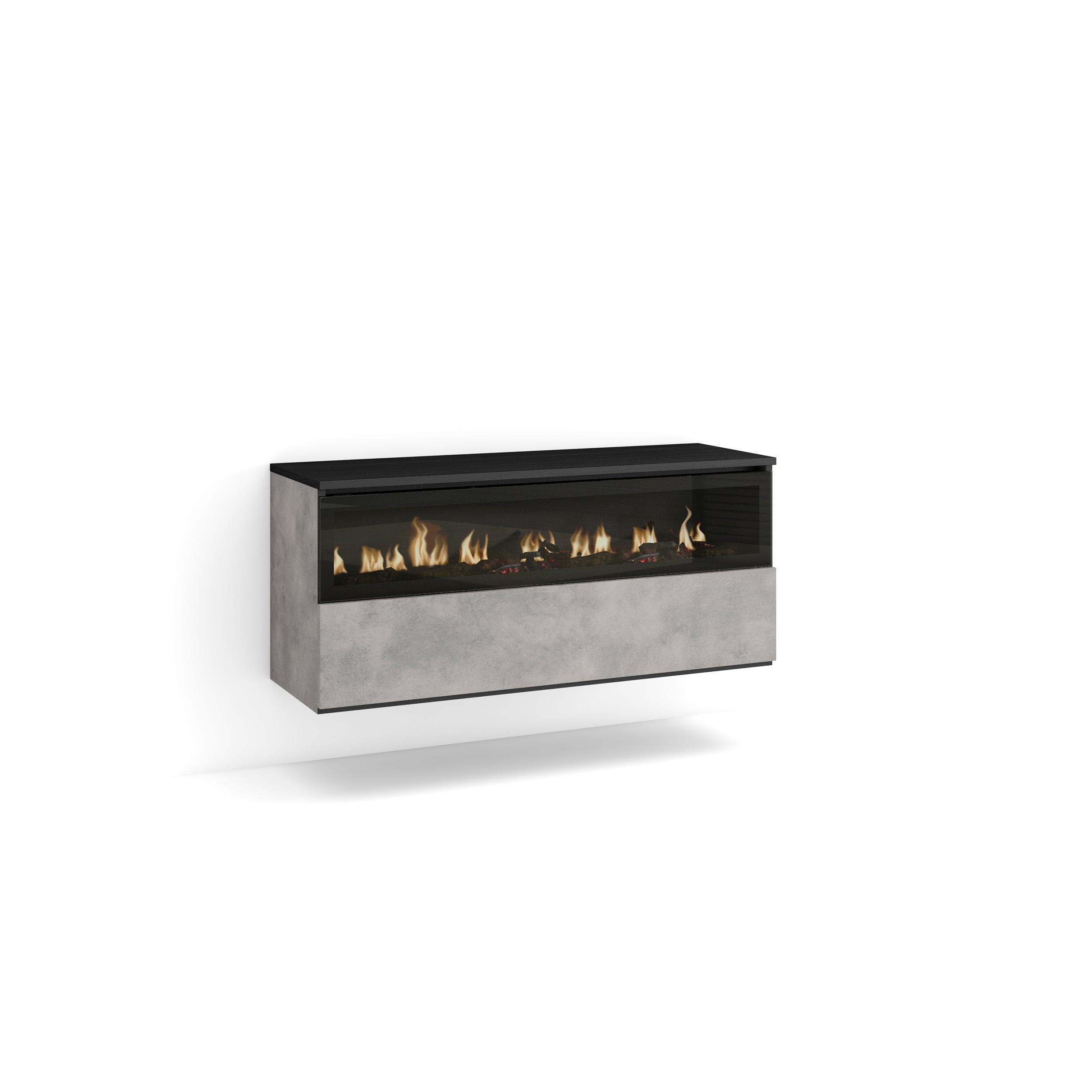 ELEKTROKAMIN LED, Hängend, zementgraugrau, 102/35/45cm - Grau, Holzwerkstoff (102/45/35cm) - Skraut Home