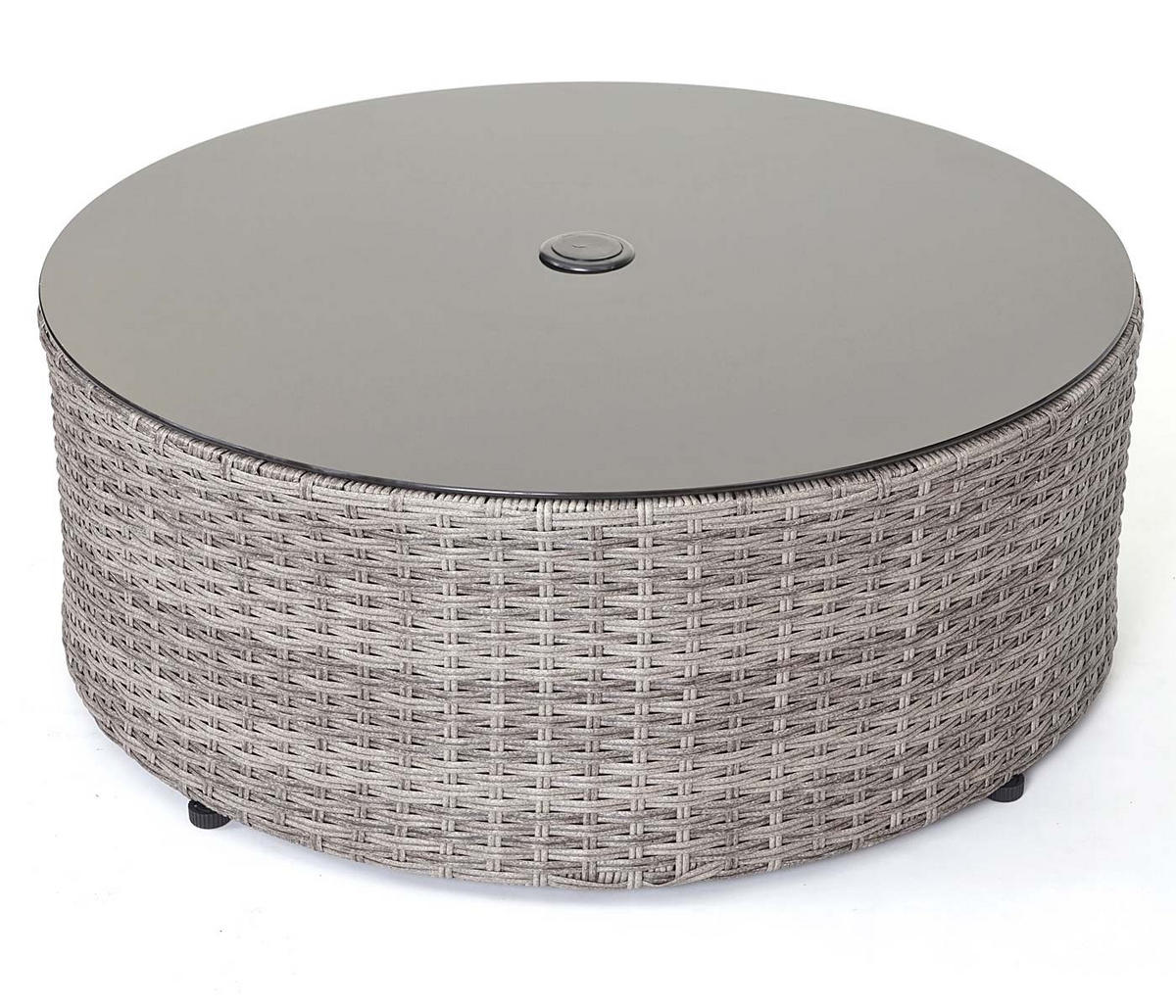 POLY-RATTAN GARNITUR RUND Grau, Anthrazit, Beige - Anthrazit/Beige, Kunststoff - MCW