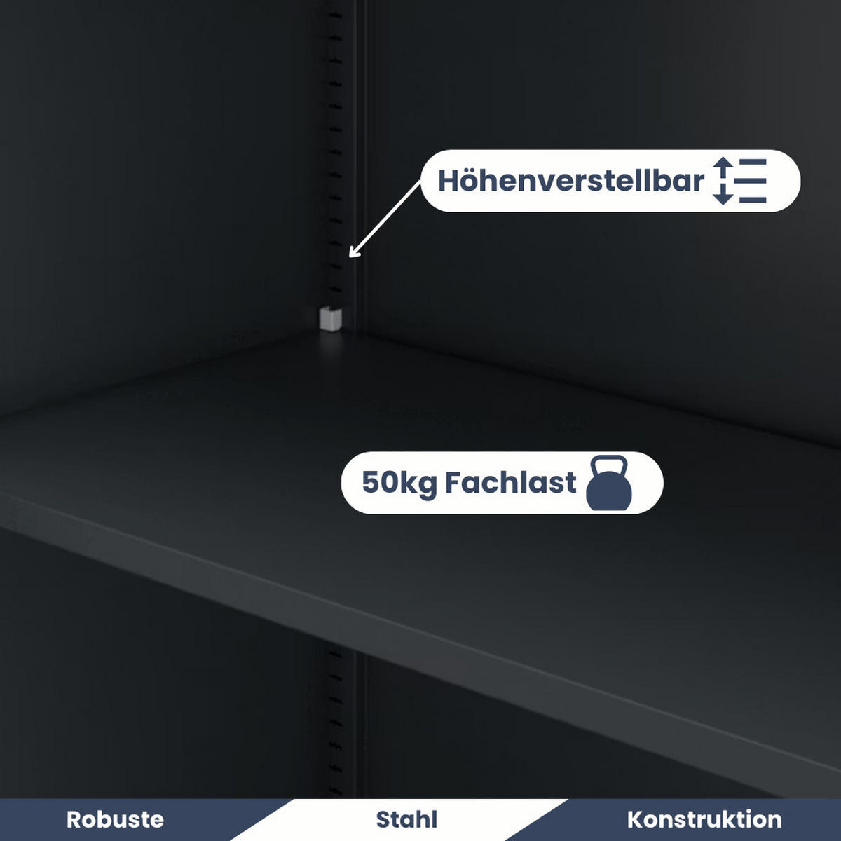 VITRINENSCHRANK abschließbar PUMME mit Schubladen 185x90x40cm Anthrazit - Anthrazit, Metall (90/185/40cm) - DELUKE