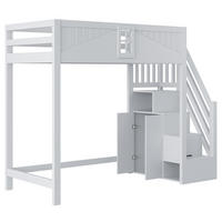 HOCHBETT 90/200 cm in Grau mit Ablagen und Leiter Massivholz-Design - Grau, Holz (90/200cm) - STILVORA