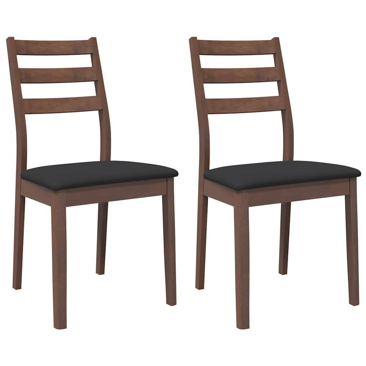 ESSZIMMERSTÜHLE mit Kissen 2 Stk. Braun Massivholz Gummibaum 48.5*49*90cm - Dunkelbraun/Schwarz, Holz (48.5/90/49cm) - ZMH