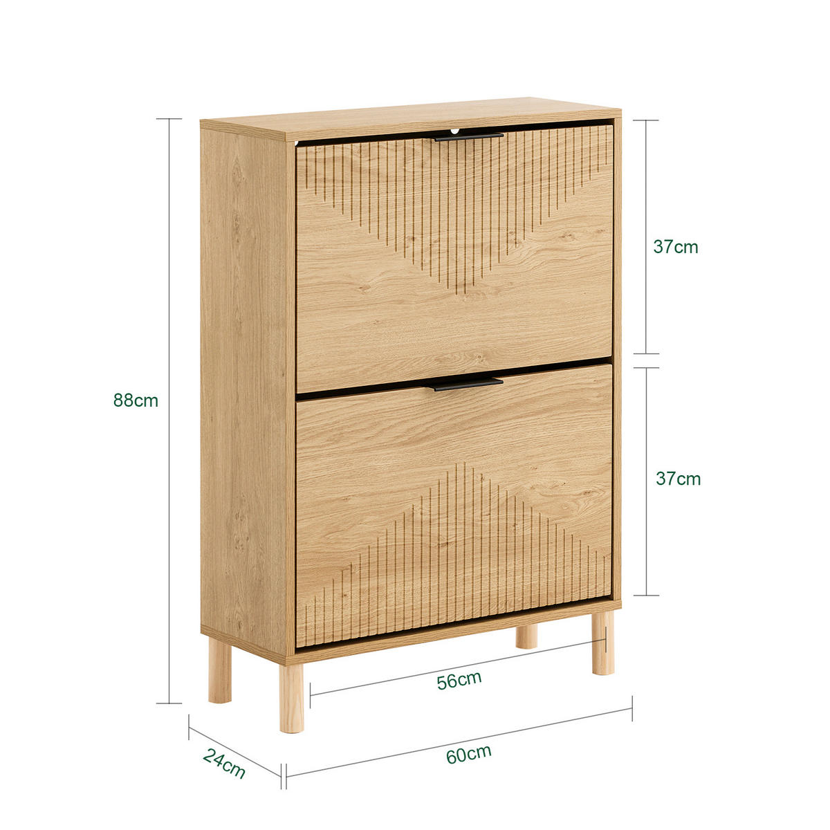 SCHUHSCHRANK Schmal Schuhkipper Natur - Naturfarben, Holzwerkstoff (60/88/24cm) - SoBuy