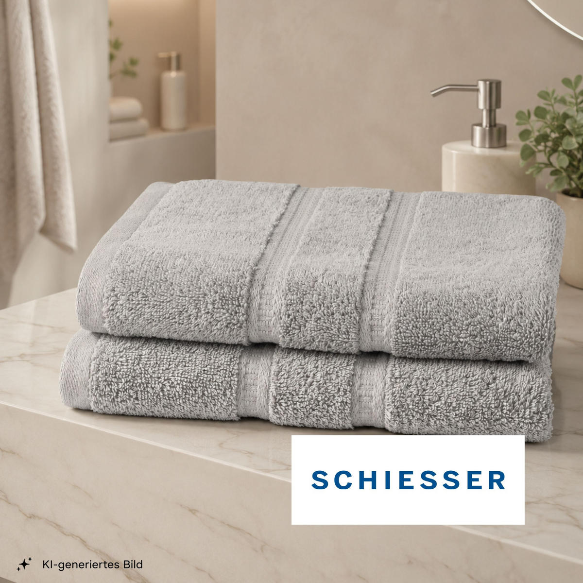 DUSCHTUCHSET Miro - 2-teilig - 70 x 140 cm - Silber - Grau, Textil (70/140cm) - SCHIESSER