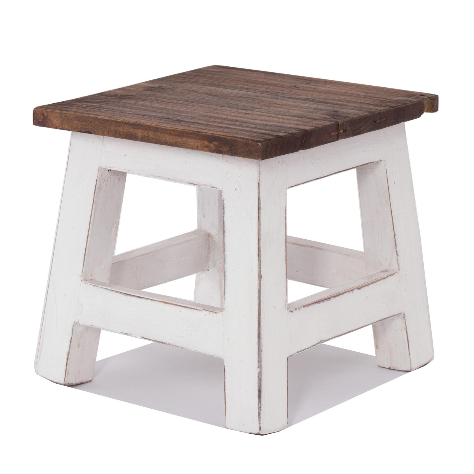 FUSSHOCKER PALO Mahagoni Recyclingholz 06 weiß-landhaus - Weiß, Holz (26/27/26cm) - DESIGN DELIGHTS
