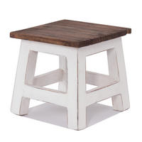 FUSSHOCKER PALO Mahagoni Recyclingholz 06 weiß-landhaus - Weiß, Holz (26/27/26cm) - DESIGN DELIGHTS