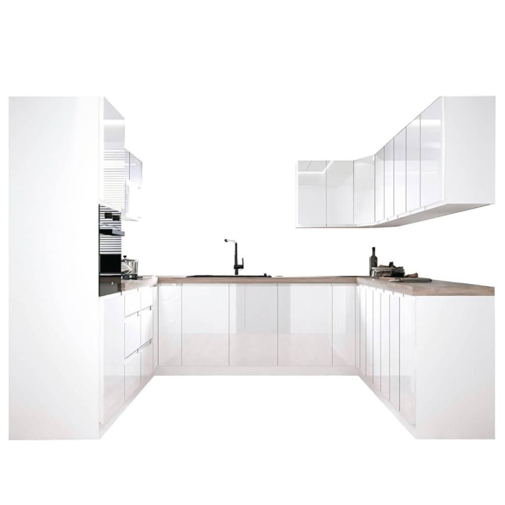 WINKELKÜCHE 260 cm x 280 cm x 260 cm- Aspen KA18-M260 - in Weiß/Hochglanz - Weiß Hochglanz, Holz/Holzwerkstoff (800/212/58cm)