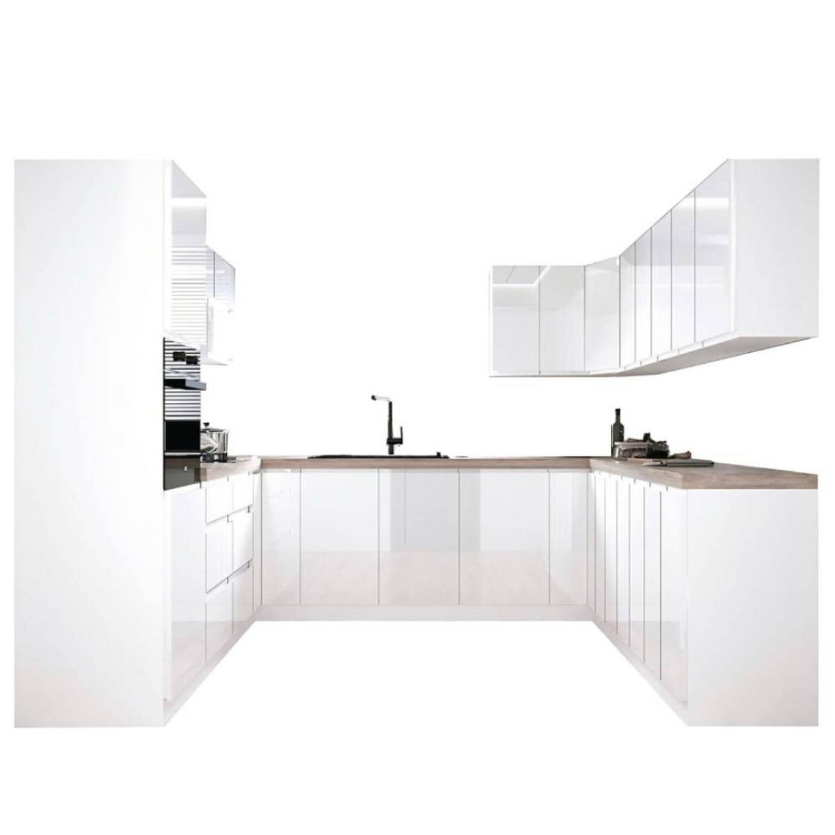 WINKELKÜCHE 260 cm x 280 cm x 260 cm- Aspen KA18-M260 - in Weiß/Hochglanz - Weiß Hochglanz, Holz/Holzwerkstoff (800/212/58cm)