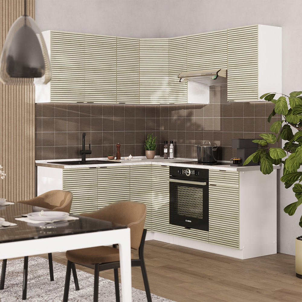 ECKKÜCHE Fame-Line Eiche Paneel/Weiß 160 x 190 cm , AP Eiche - Hellbraun/Weiß, Holzwerkstoff (190/81.6/60cm) - Vicco