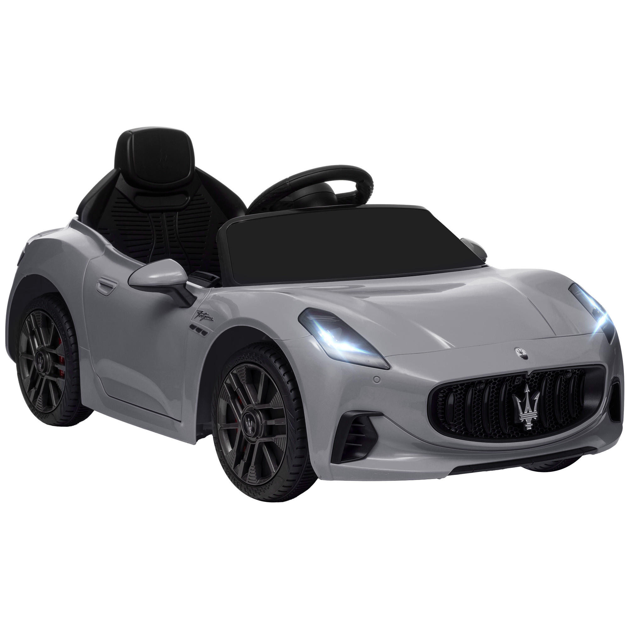 AIYAPLAY DĚTSKÉ elektrické auto 12 V s dálkovým ovládáním 2,4 GHz, 2 motory, šedé