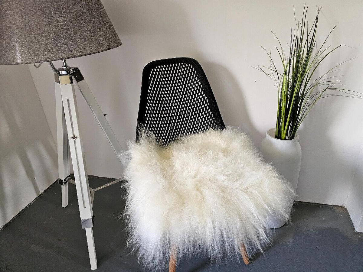 SITZAUFLAGE Island Schaffell Weiß Patchwork 40x40 cm - Weiß, Fell (40/40cm) - Provellus