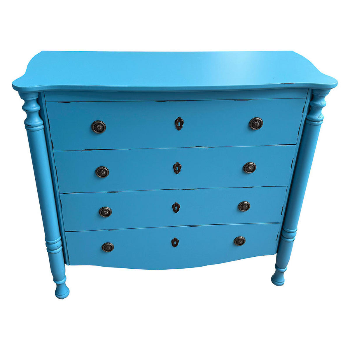 KOMMODE aus lackiertem Holz mit 4 Schubladen 100x40x90 cm - Blau, Holz (100/90/40cm) - Wanderlust
