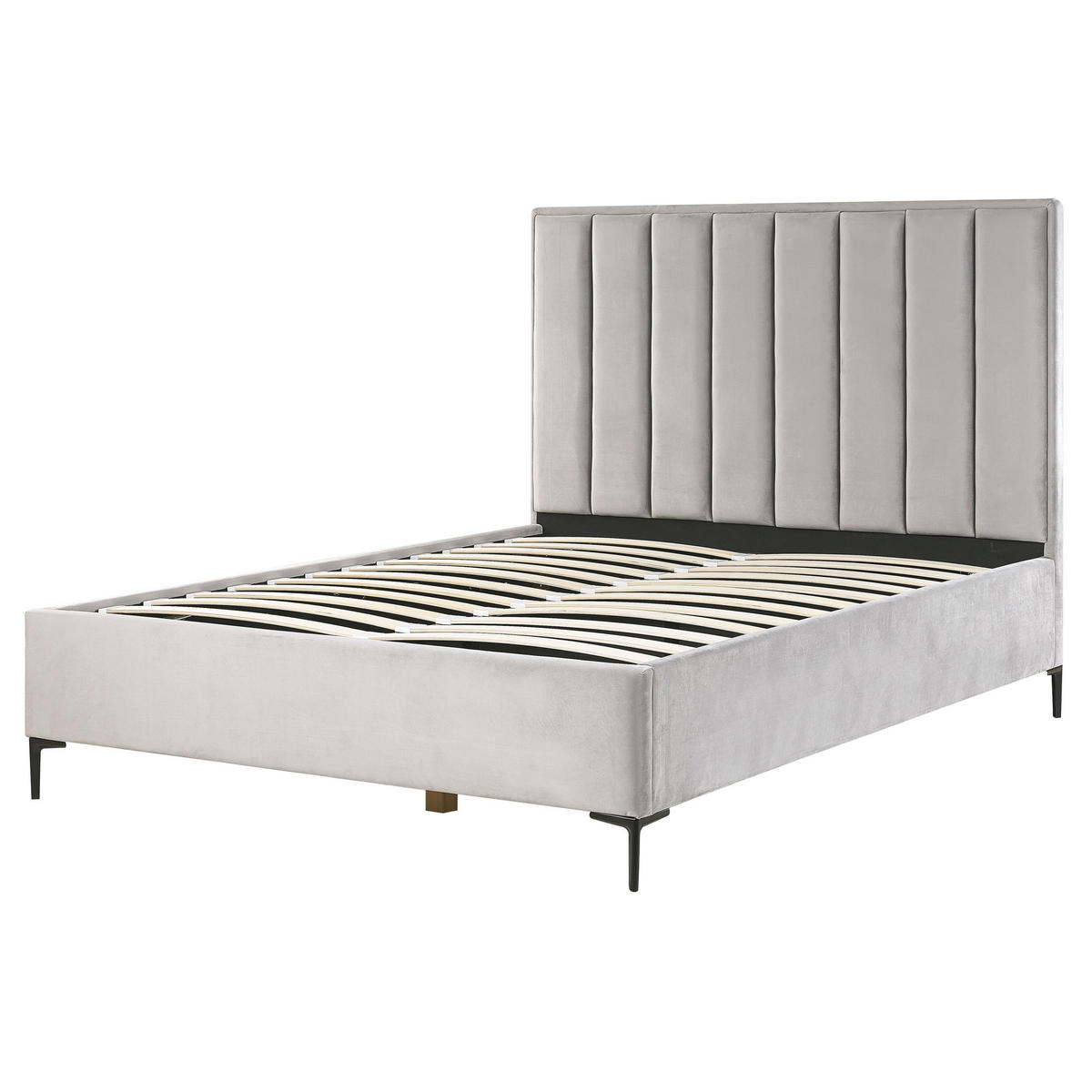 PAT TAPIȚAT 160x200 cm gri Sezanne - gri deschis, material textil (160/200cm) - Beliani
